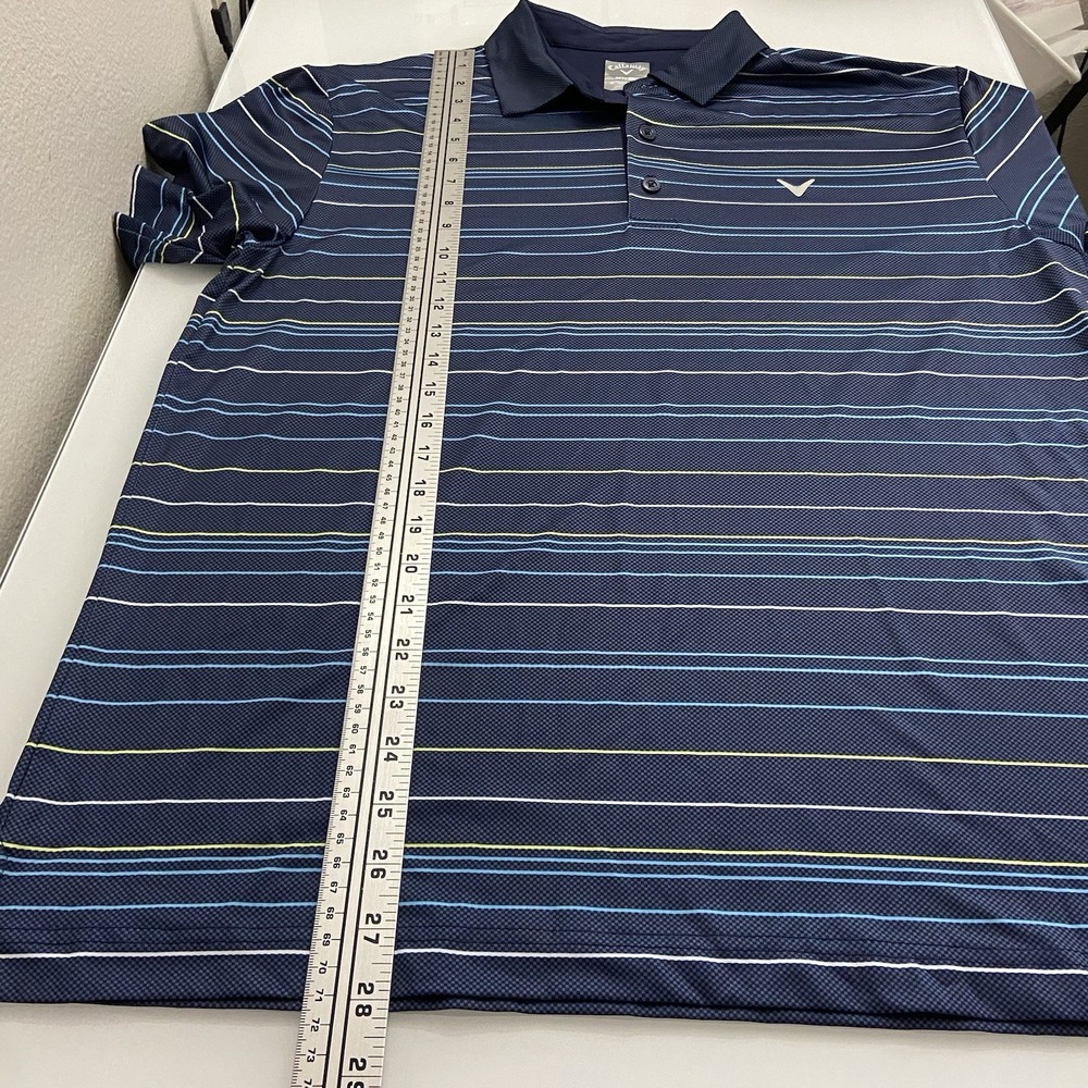 Callaway Men's Opti-Dri Blue Striped Golf Polo Size Med Short Sleeve Lightweight - Picture 4 of 7